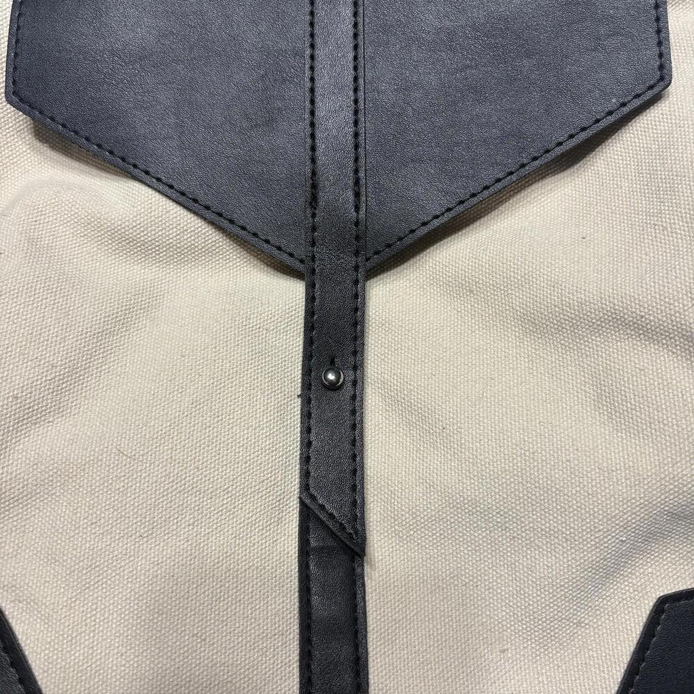Deux Lux Anthropologie Canvas Vegan Leather Trim Backpack Strap Bag Lightweight - Picture 11 of 12